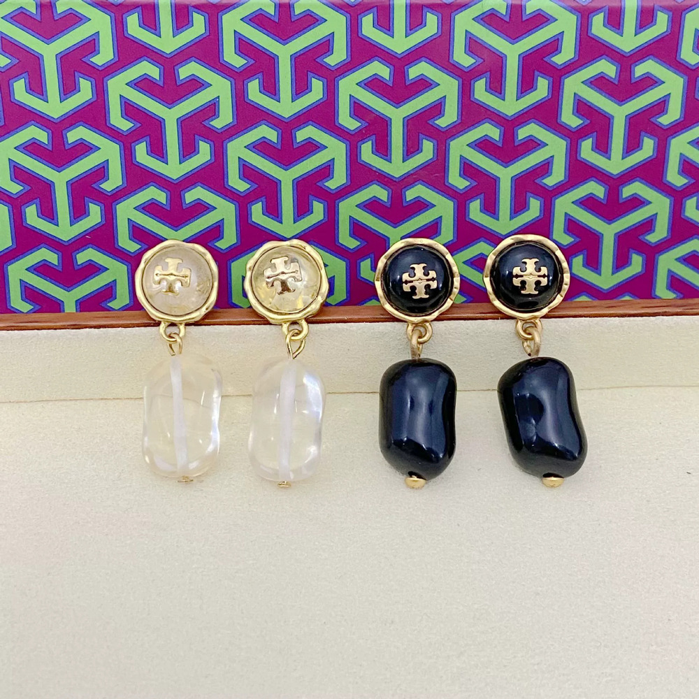 Tory Burch Geometric Acrylic Metal Drop Earrings